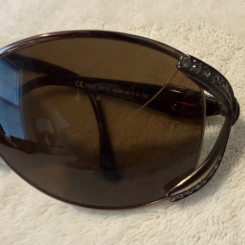 Valentino Brown Tortoiseshell Rimless Shield Sunglasses - Picture 5 of 5